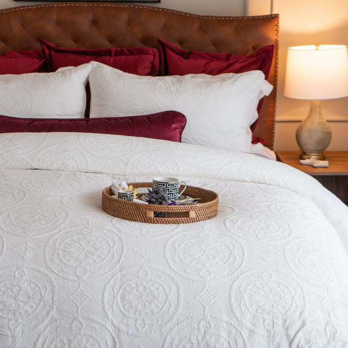 Duvet cover Luxury de algodón Metelasse Royal, tono blanco y textura sofisticada