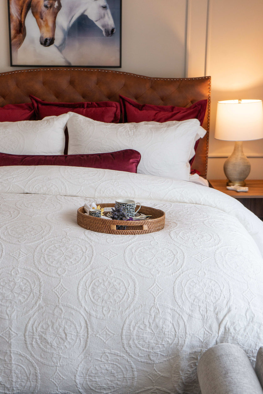 Duvet cover Luxury de algodón Metelasse Royal, tono blanco y textura sofisticada