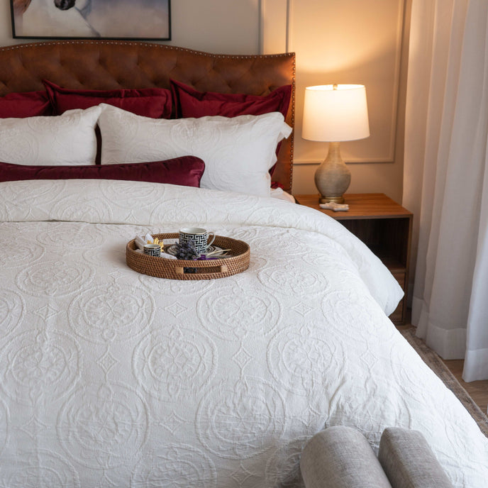 Duvet cover Luxury de algodón Metelasse Royal, tono blanco y textura sofisticada