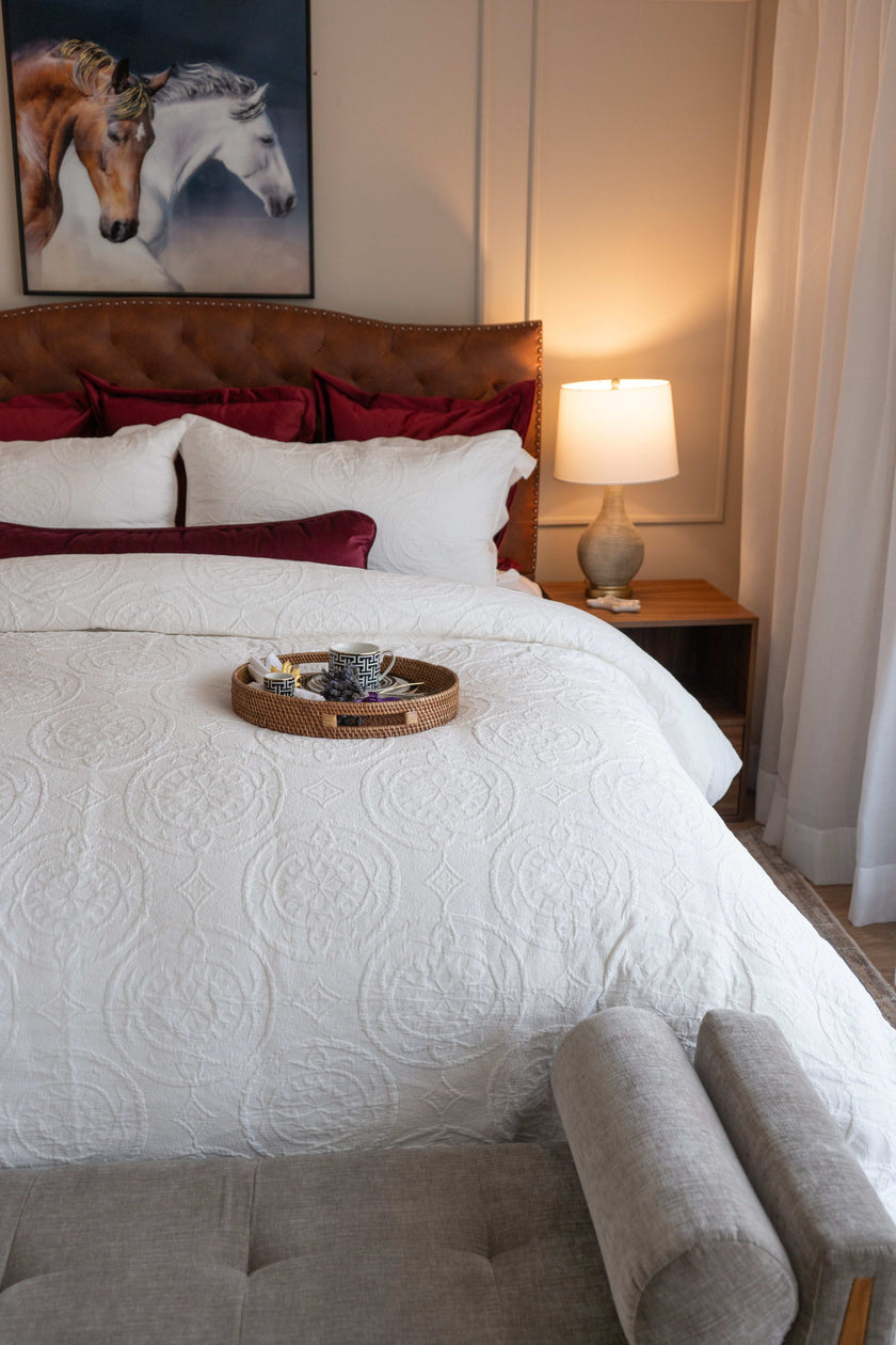 Duvet cover Luxury de algodón Metelasse Royal, tono blanco y textura sofisticada