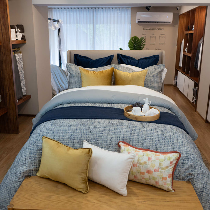 Duvet cover Luxury de algodón Classic Tweed, tono navy y textura sofisticada