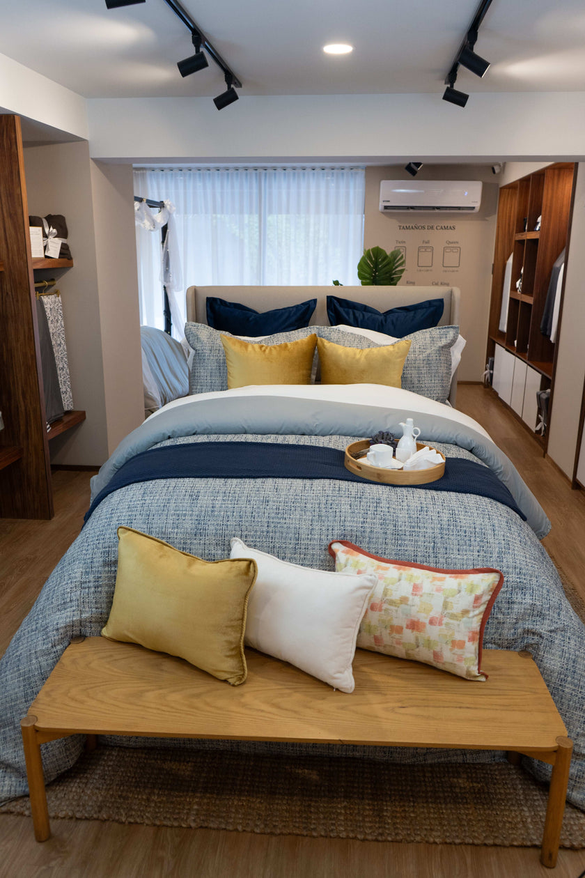 Duvet cover Luxury de algodón Classic Tweed, tono navy y textura sofisticada