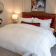 Detalle de la tela Lyocell en duvet cover, fibra natural con brillo sutil y tacto sedoso