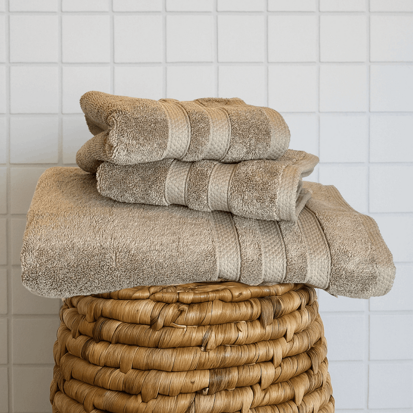 Toalla de algodón premium Bedding & Co doblada, suave y absorbente