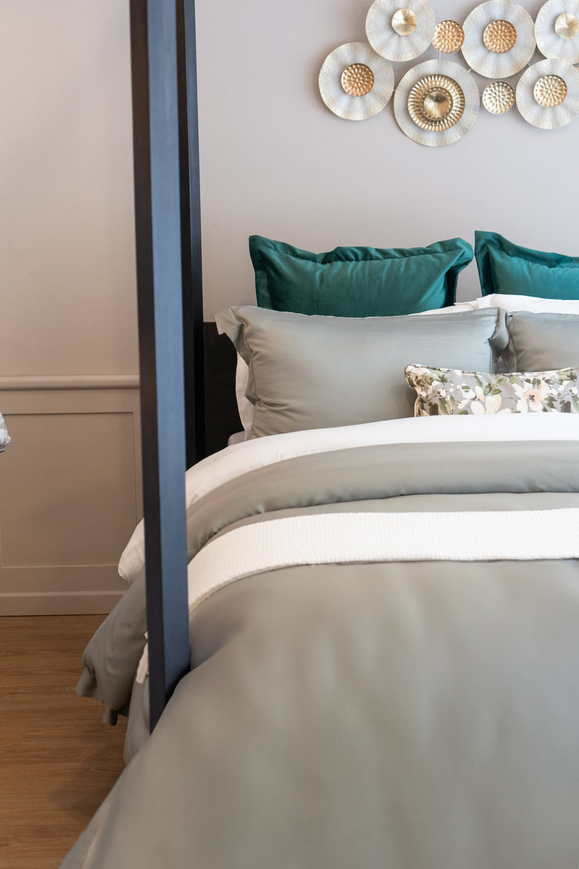 Detalle de la tela Lyocell en duvet cover, fibra natural con brillo sutil y tacto sedoso